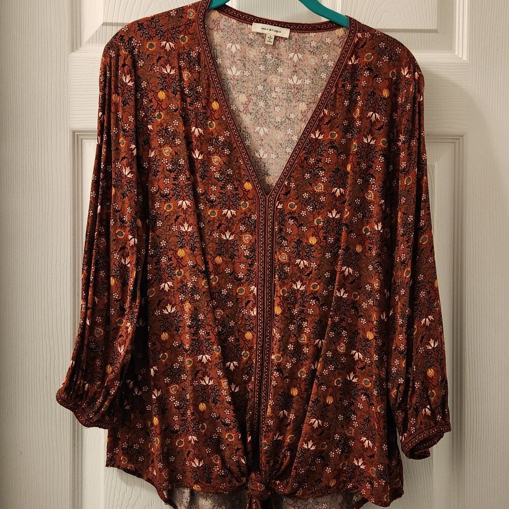 Max Studio Tie Hem Boho Top